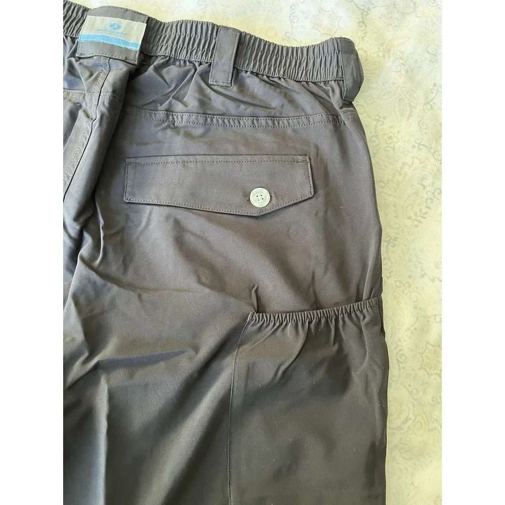 Mossy Oak Men's Fishing Stretch Cargo Shorts Size‎ L Black Pockets Elastic Waist
